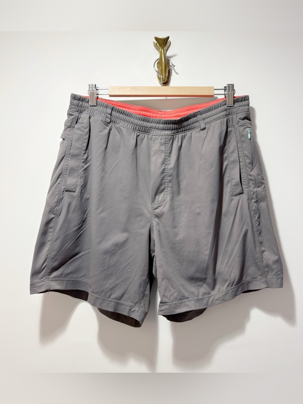 Birddogs Original Gym Shorts Boom for Your Boomstick Grey Coral Lined Size XL